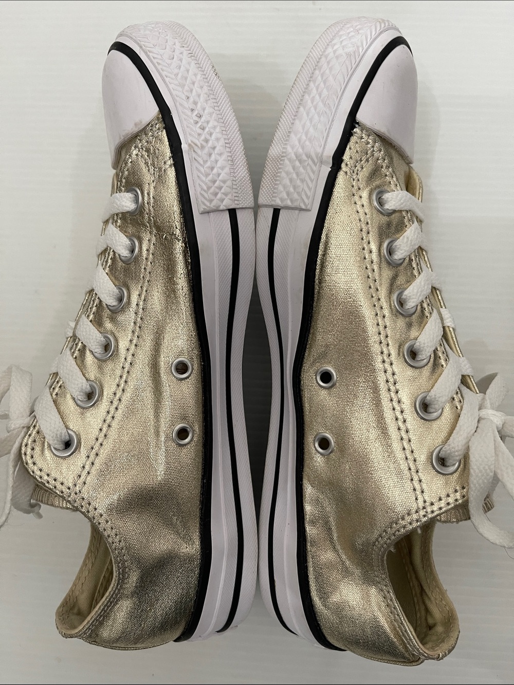 CONVERSE ALL STAR OX LIGHT GOLD/WHITE SNEAKERS MENS SIZE 7 WOMENS SIZE 9 - Picture 11 of 13